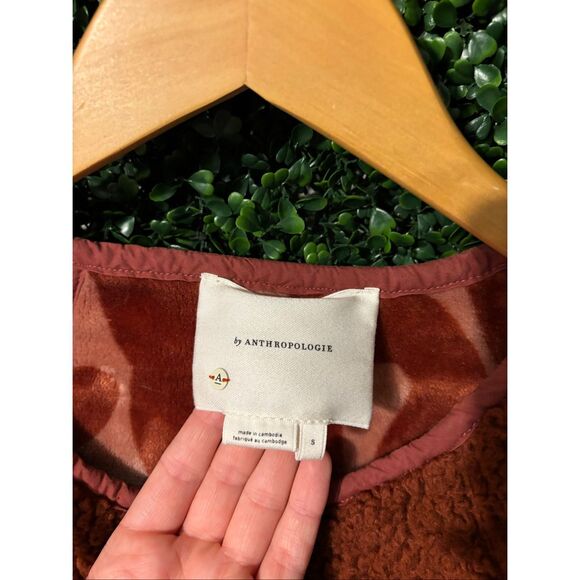 Anthropologie Margot Sherpa Reversible Zebra Print Red Coat Size Small - Picture 7 of 7